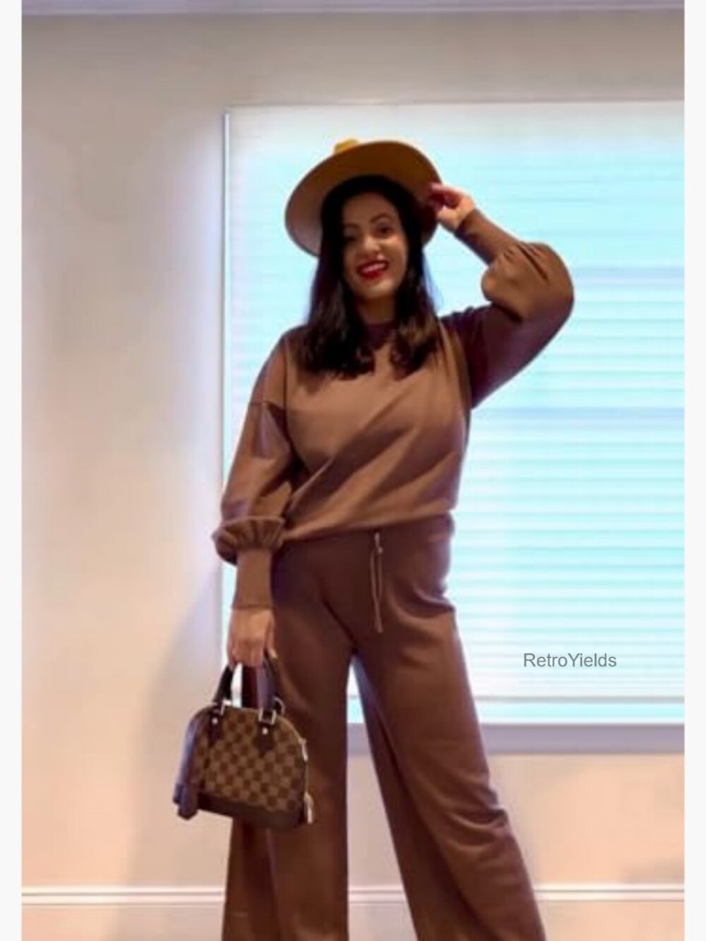 Womens Knitted Sweatsuit 2 Piece Lounge Set Sweater Top Wide Leg Pants - Picture 4 of 7